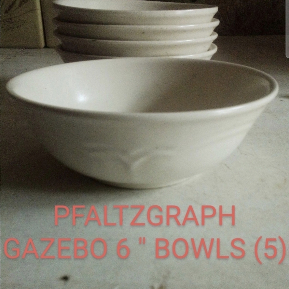 Pfaltzgraff Gazebo White 6 Inch Soup/Cereal Bowl Set Of 5